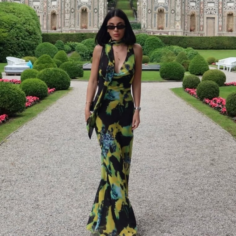 New ZARA ZW COLLECTION Foulard Modern Print Long Dress
